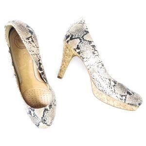 Nurture Snakeskin Kira Print High Heel Platform Cork 7M Neutral Tones